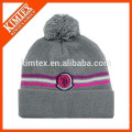 wholesale acrylic custom striped knit beanie with pom